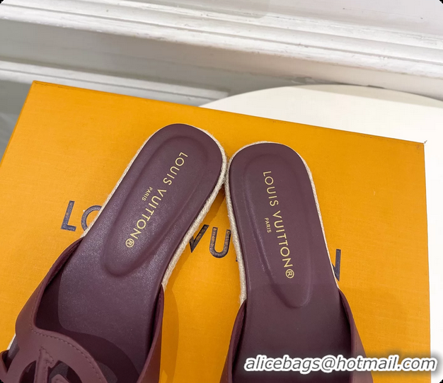 Best Product Louis Vuitton LV Isola Flat Mule Slides Sandals Burgundy Lambskin Leather 6062201