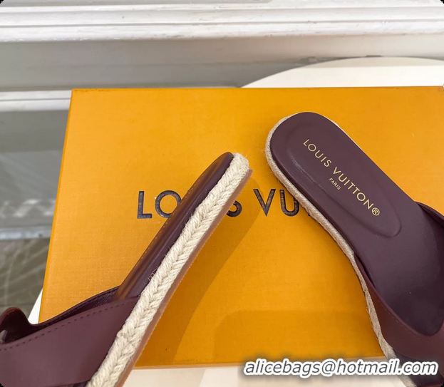 Best Product Louis Vuitton LV Isola Flat Mule Slides Sandals Burgundy Lambskin Leather 6062201
