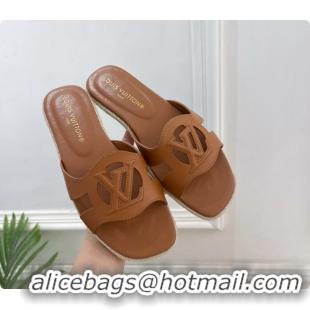 Shop Duplicate Louis Vuitton LV Isola Flat Mule Slides Sandals Brown Lambskin Leather 6062201