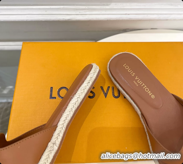 Shop Duplicate Louis Vuitton LV Isola Flat Mule Slides Sandals Brown Lambskin Leather 6062201