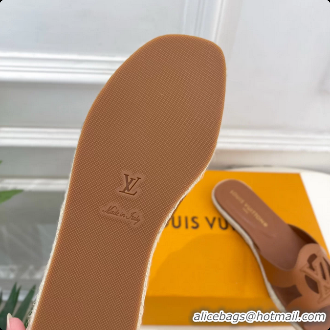 Shop Duplicate Louis Vuitton LV Isola Flat Mule Slides Sandals Brown Lambskin Leather 6062201