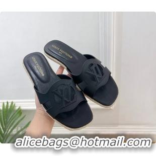 Good Looking Louis Vuitton LV Isola Flat Mule Slides Sandals Black Lambskin Leather 6062201