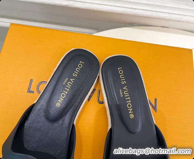 Good Looking Louis Vuitton LV Isola Flat Mule Slides Sandals Black Lambskin Leather 6062201