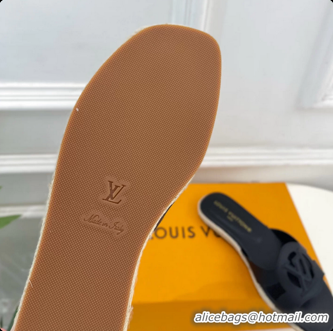 Good Looking Louis Vuitton LV Isola Flat Mule Slides Sandals Black Lambskin Leather 6062201