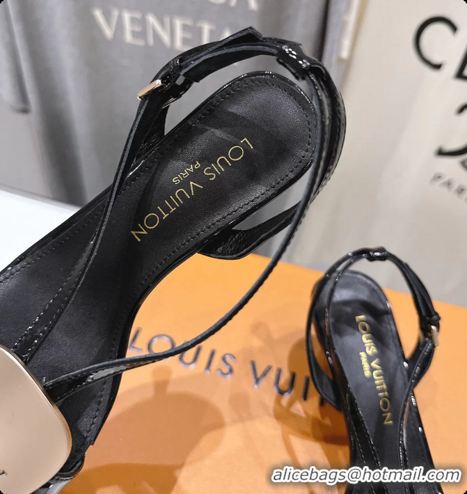 Durable Louis Vuitton LV Treasure Heeled Sandals Black Patent Calf Leather 35MM 6062202