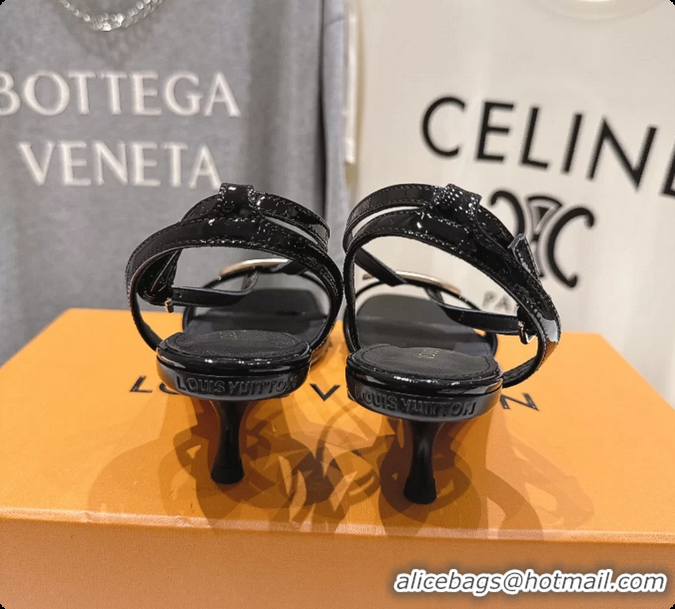 Durable Louis Vuitton LV Treasure Heeled Sandals Black Patent Calf Leather 35MM 6062202