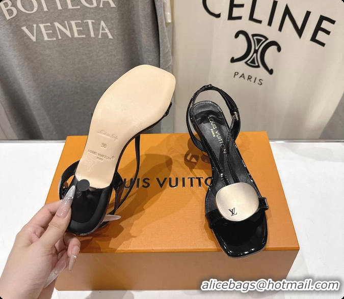 Durable Louis Vuitton LV Treasure Heeled Sandals Black Patent Calf Leather 35MM 6062202