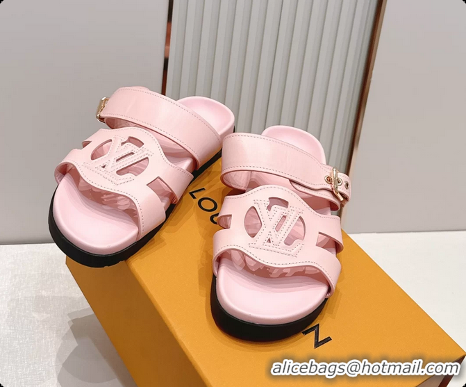 Sumptuous Louis Vuitton LV Isola Comfort Flat Mule Sandals Pink Calfskin Leather 6062203