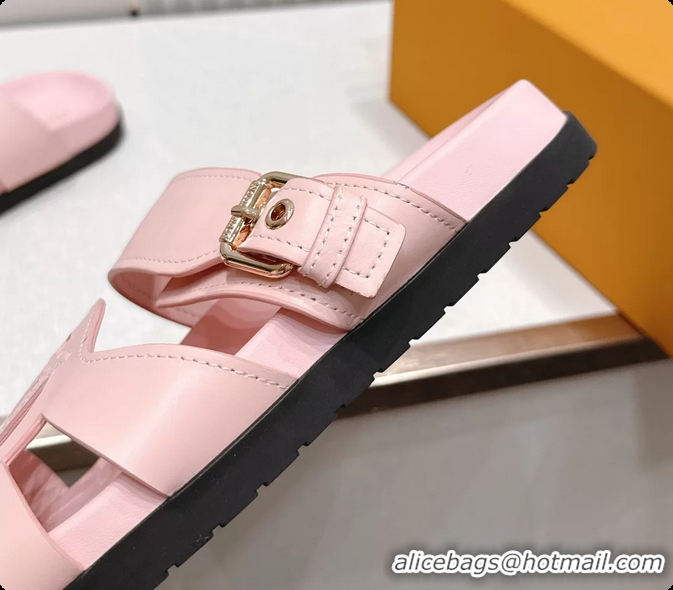 Sumptuous Louis Vuitton LV Isola Comfort Flat Mule Sandals Pink Calfskin Leather 6062203