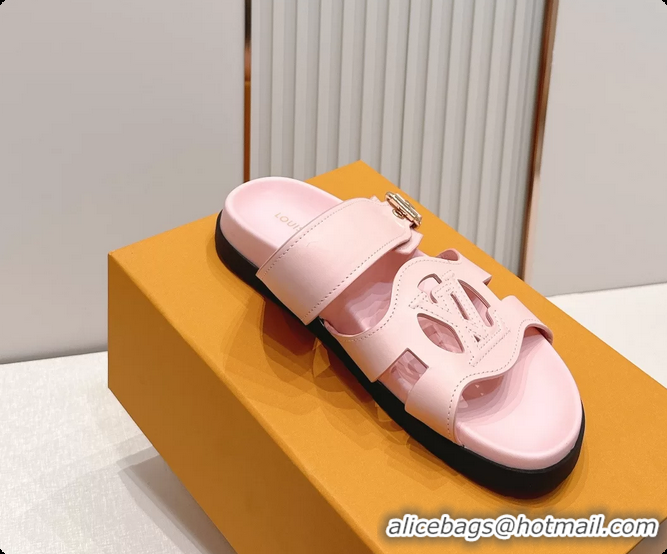Sumptuous Louis Vuitton LV Isola Comfort Flat Mule Sandals Pink Calfskin Leather 6062203