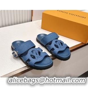 Best Price Louis Vuitton LV Isola Comfort Flat Mule Sandals Denim Blue Fabric 6062203