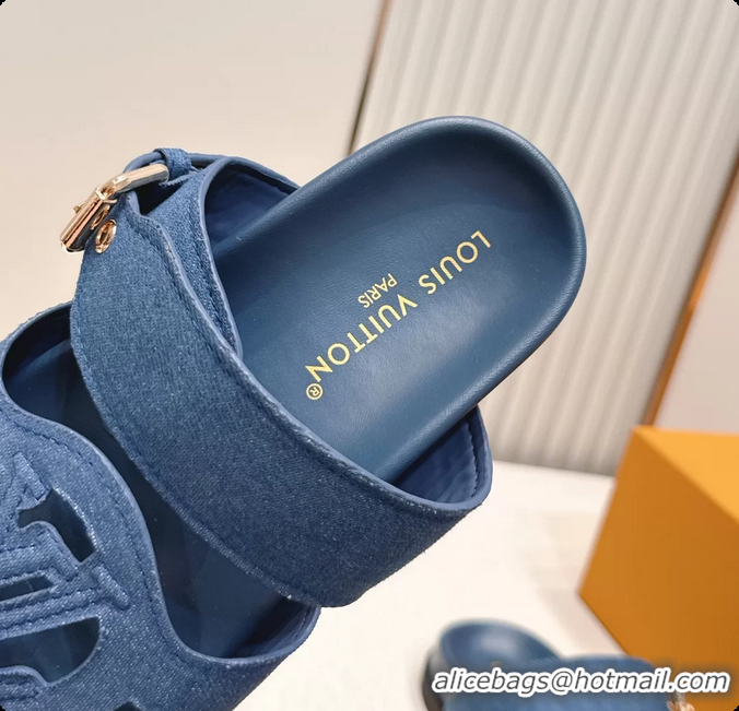 Best Price Louis Vuitton LV Isola Comfort Flat Mule Sandals Denim Blue Fabric 6062203