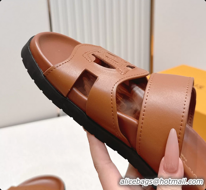 Top Design Louis Vuitton LV Isola Comfort Flat Mule Sandals Brown Calfskin Leather 6062203