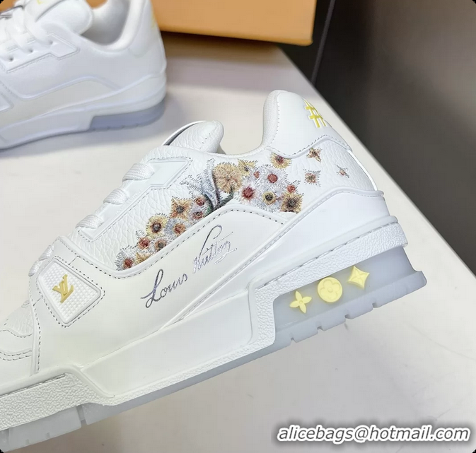 Good Product Louis Vuitton LV Trainer Sneakers White Calfskin Leather 6062204