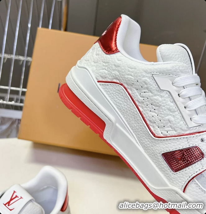 Popular Style Louis Vuitton LV Trainer Sneakers Red White Calfskin Leather 6062204