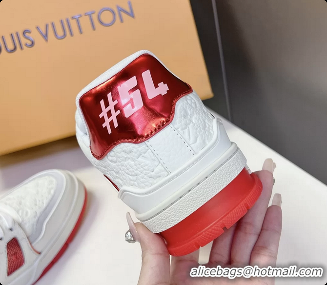 Popular Style Louis Vuitton LV Trainer Sneakers Red White Calfskin Leather 6062204