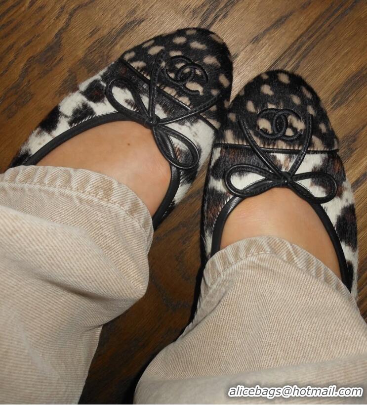 Grade Promotional Chanel Pony Hair Cap Toe CC Ballerina Flats CH2365 Black 2026