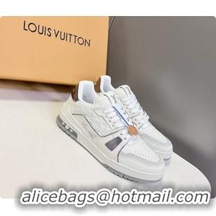 Big Discount Louis Vuitton LV Trainer Sneakers Gray White Calfskin Leather 6062204