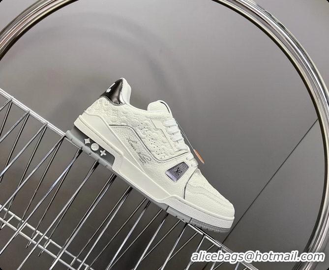 Big Discount Louis Vuitton LV Trainer Sneakers Gray White Calfskin Leather 6062204