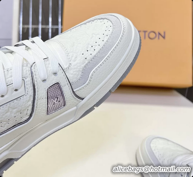 Big Discount Louis Vuitton LV Trainer Sneakers Gray White Calfskin Leather 6062204