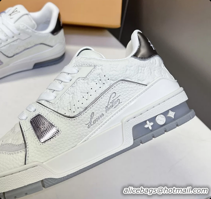 Big Discount Louis Vuitton LV Trainer Sneakers Gray White Calfskin Leather 6062204