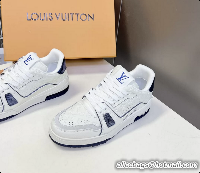 Luxurious Louis Vuitton LV Trainer Sneakers Blue White Calfskin Leather 6062204