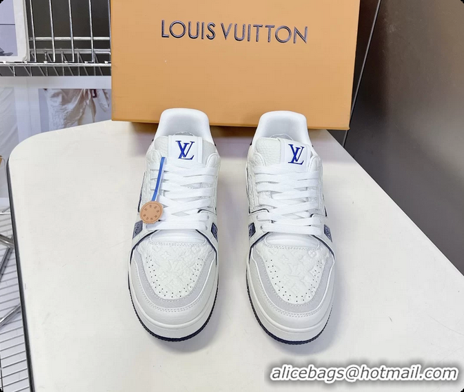 Luxurious Louis Vuitton LV Trainer Sneakers Blue White Calfskin Leather 6062204