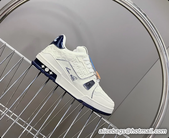 Luxurious Louis Vuitton LV Trainer Sneakers Blue White Calfskin Leather 6062204