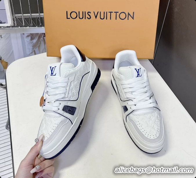 Luxurious Louis Vuitton LV Trainer Sneakers Blue White Calfskin Leather 6062204