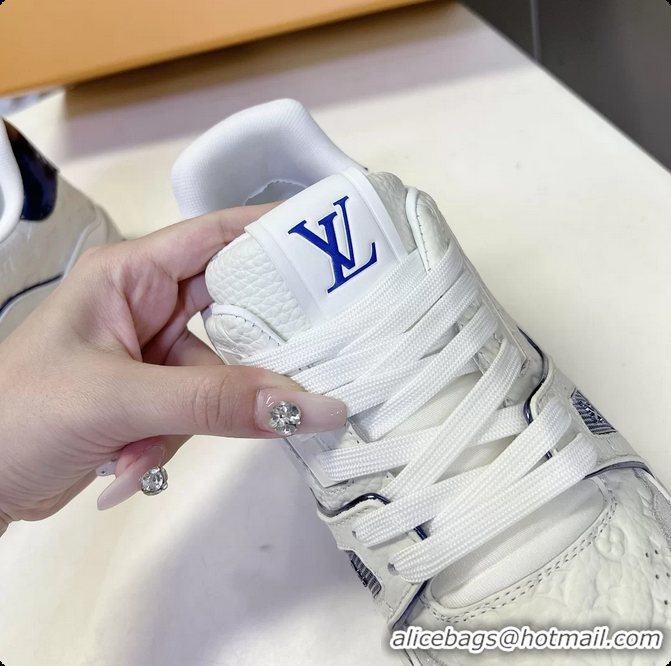 Luxurious Louis Vuitton LV Trainer Sneakers Blue White Calfskin Leather 6062204
