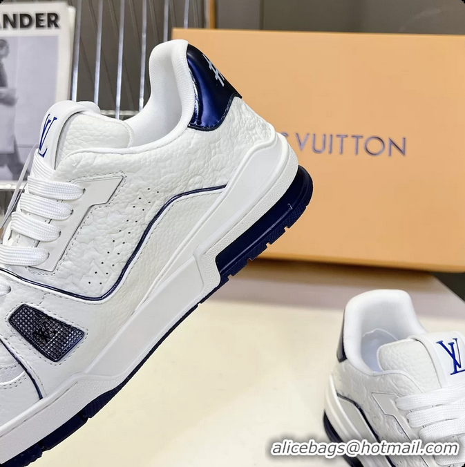 Luxurious Louis Vuitton LV Trainer Sneakers Blue White Calfskin Leather 6062204