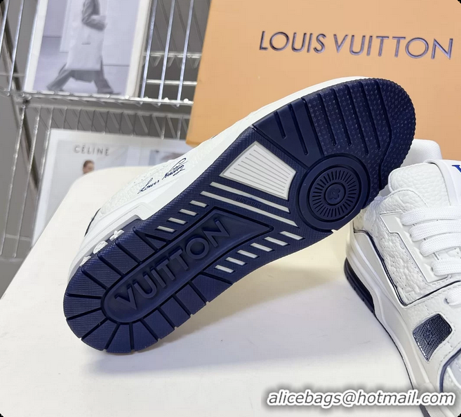 Luxurious Louis Vuitton LV Trainer Sneakers Blue White Calfskin Leather 6062204