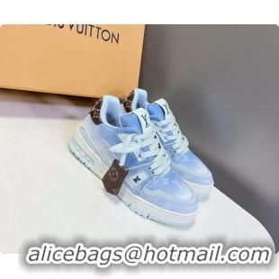 Top Grade Louis Vuitton LV Trainer Sneakers Blue Monogram Printed Canvas 6062204