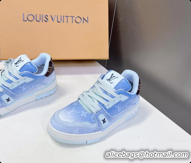 Top Grade Louis Vuitton LV Trainer Sneakers Blue Monogram Printed Canvas 6062204
