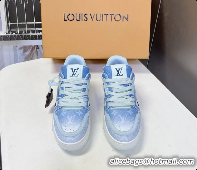 Top Grade Louis Vuitton LV Trainer Sneakers Blue Monogram Printed Canvas 6062204