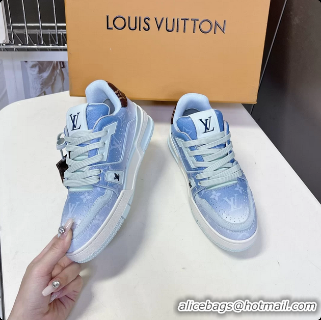 Top Grade Louis Vuitton LV Trainer Sneakers Blue Monogram Printed Canvas 6062204