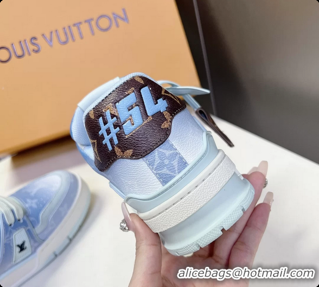 Top Grade Louis Vuitton LV Trainer Sneakers Blue Monogram Printed Canvas 6062204