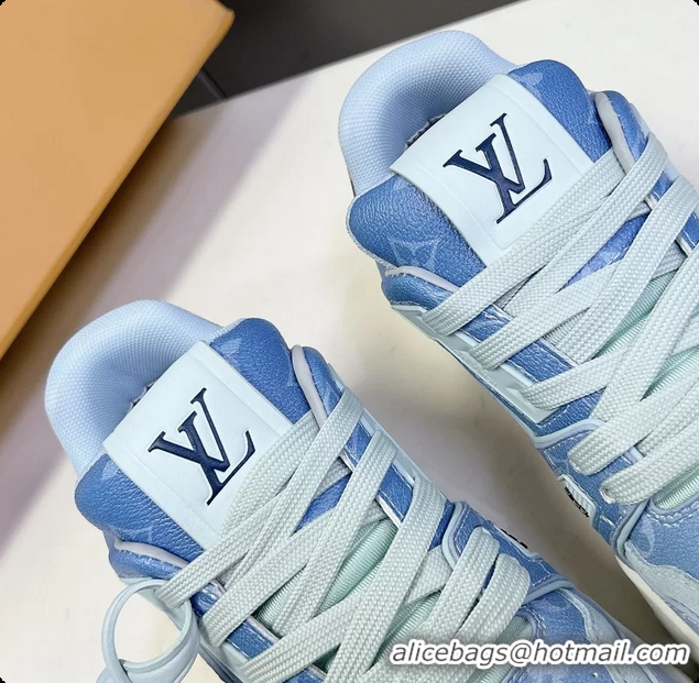 Top Grade Louis Vuitton LV Trainer Sneakers Blue Monogram Printed Canvas 6062204