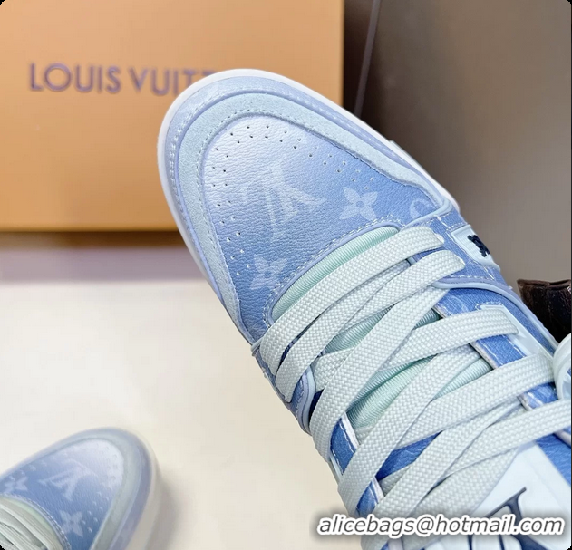 Top Grade Louis Vuitton LV Trainer Sneakers Blue Monogram Printed Canvas 6062204