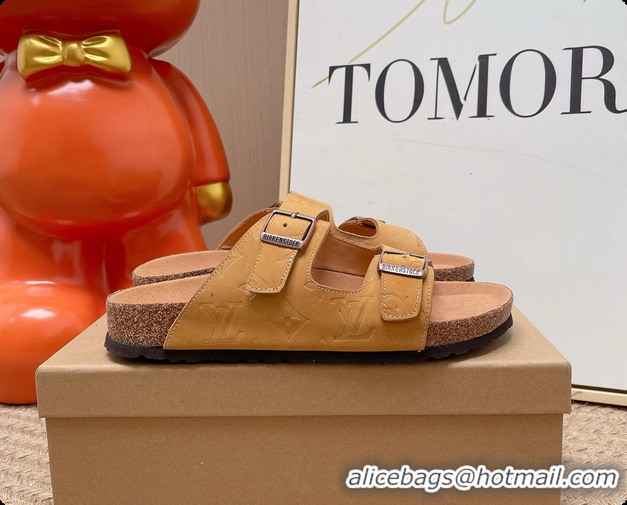 Grade Louis Vuitton LV Venice Flat Mules Sandals Brown Monogram Leather 6062206