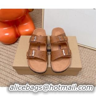 Pretty Style Louis Vuitton LV Venice Flat Mules Sandals Brown Monogram Leather 6062206