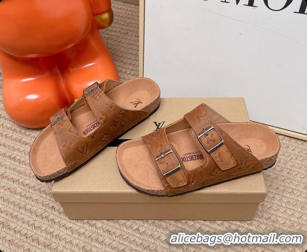 Pretty Style Louis Vuitton LV Venice Flat Mules Sandals Brown Monogram Leather 6062206