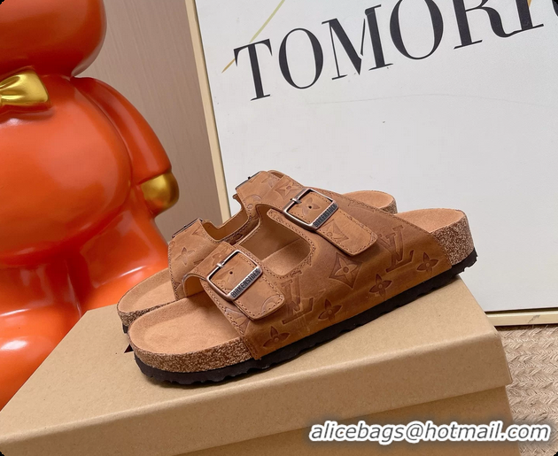Pretty Style Louis Vuitton LV Venice Flat Mules Sandals Brown Monogram Leather 6062206