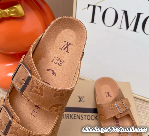Pretty Style Louis Vuitton LV Venice Flat Mules Sandals Brown Monogram Leather 6062206