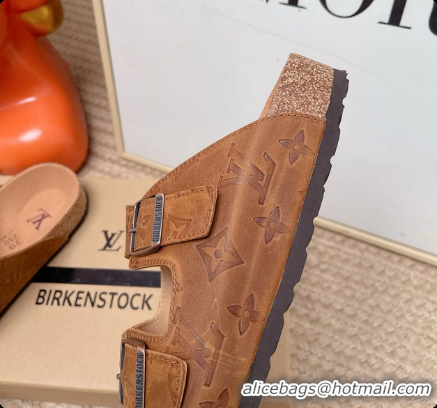 Pretty Style Louis Vuitton LV Venice Flat Mules Sandals Brown Monogram Leather 6062206