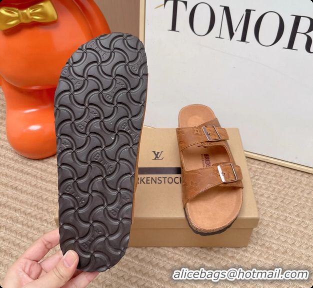 Pretty Style Louis Vuitton LV Venice Flat Mules Sandals Brown Monogram Leather 6062206