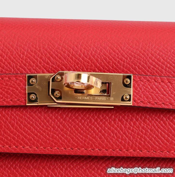 Top Quality Hermes Kelly Sellier 25/28cm Bag in Original Epsom Leather H0102 Red/Gold 2026 (Half Handmade)