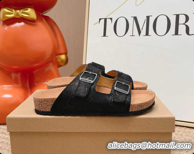 Best Product Louis Vuitton LV Venice Flat Mules Sandals Black Monogram Leather 6062206
