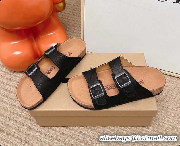 Best Product Louis Vuitton LV Venice Flat Mules Sandals Black Monogram Leather 6062206