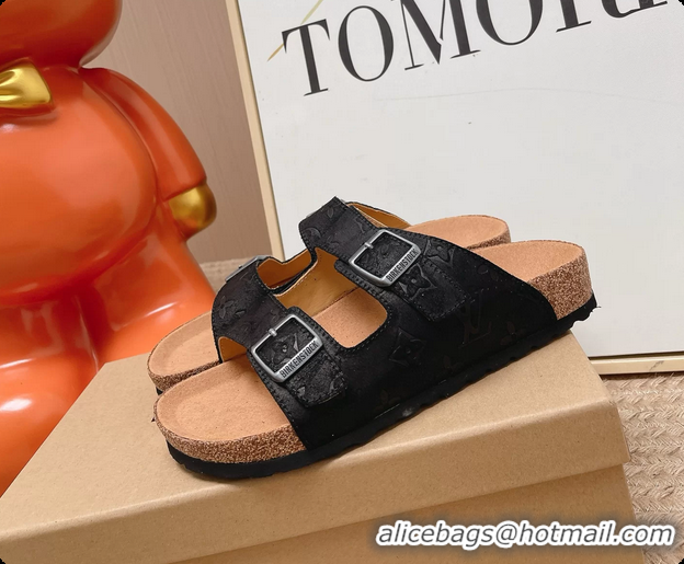 Best Product Louis Vuitton LV Venice Flat Mules Sandals Black Monogram Leather 6062206